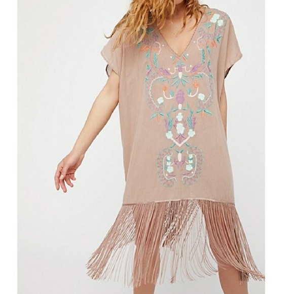 Free People Tops - Free People Embroidered Fringe Tunic